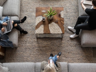top view of lounge in lobby